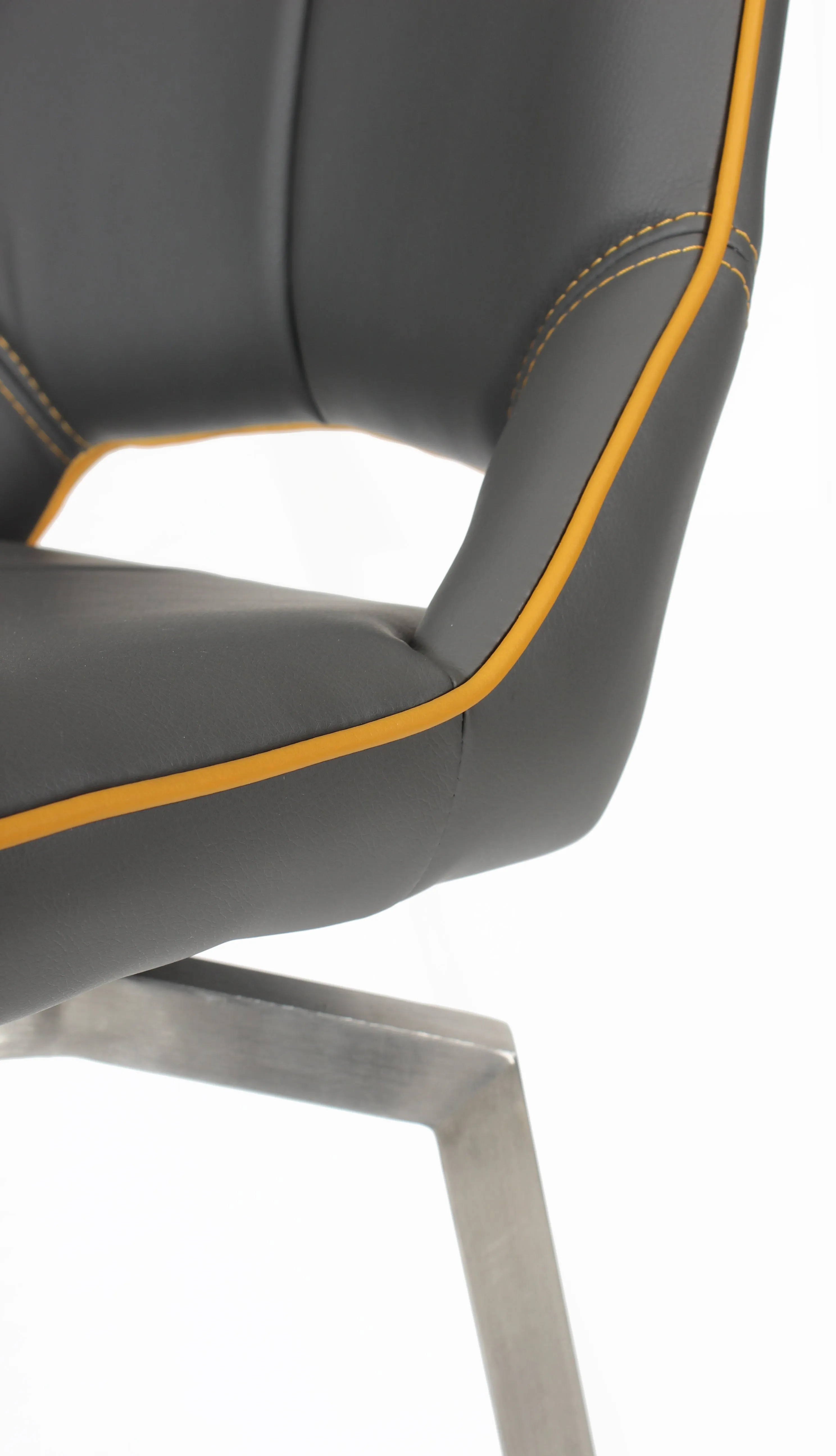 Hawksmoor Mako Graphite Grey Leather Match Swivel Bar Chair