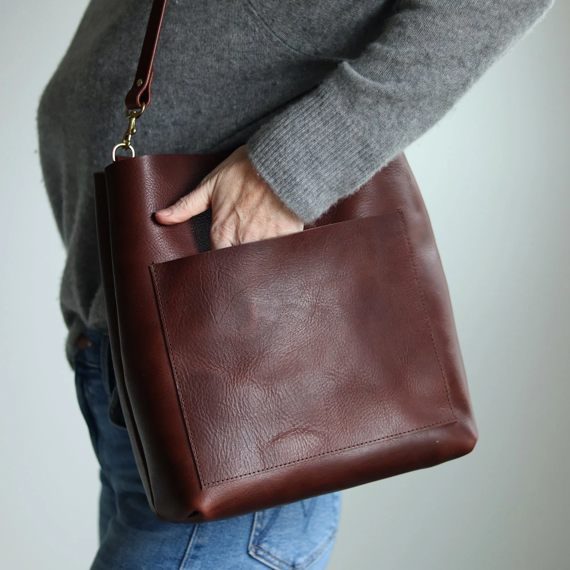 Leather Day Bag - Dark Brown