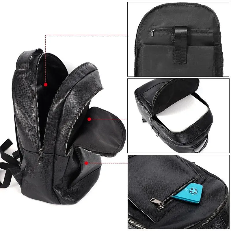 LH336 Cool Backpack - Genuine Leather Laptop Bag For Men