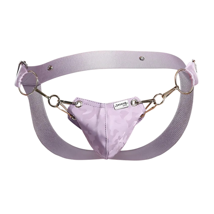 Male Basics Dngeon Snap Ring Mounted Penis Cup Jockstrap Lila Camo One Size