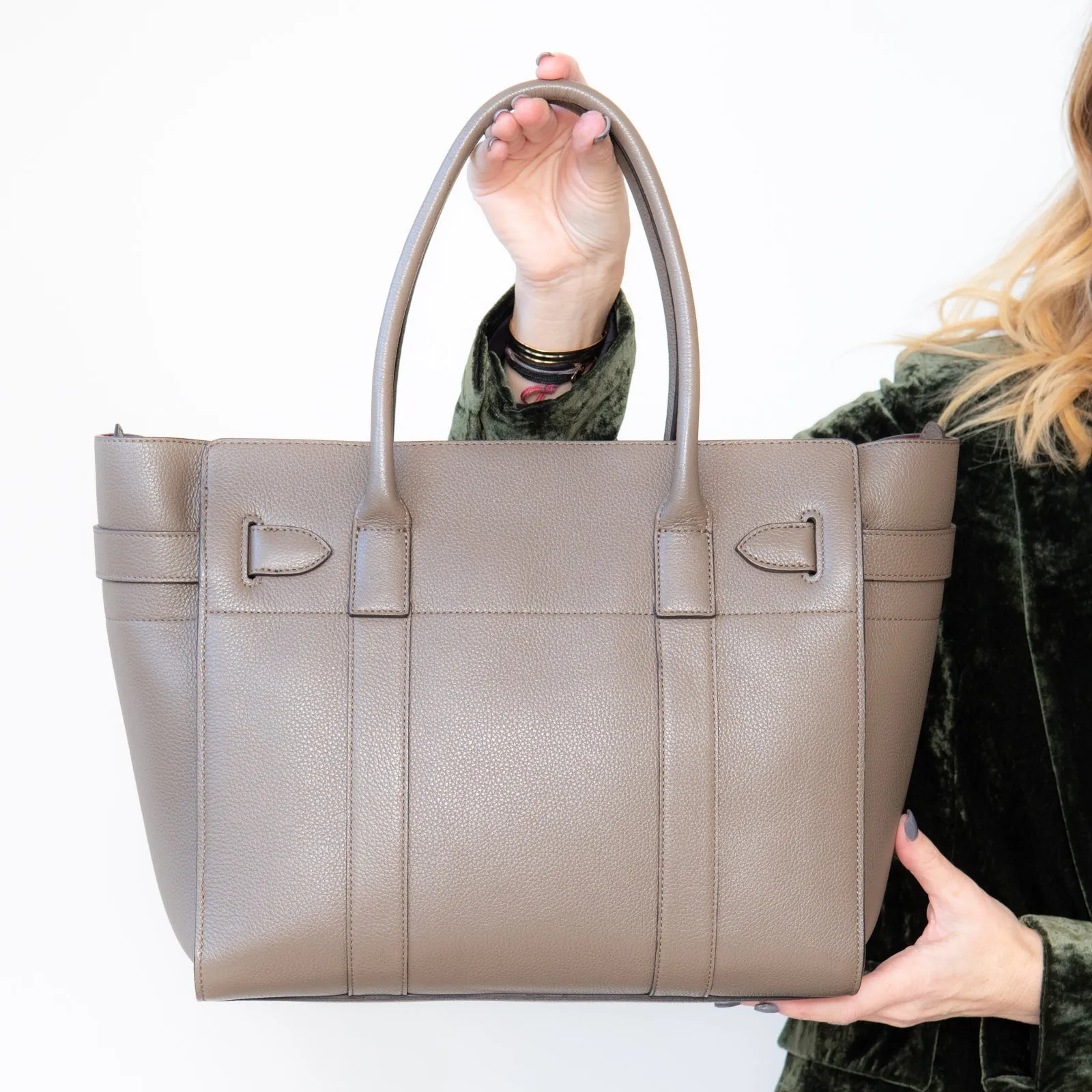 Mulberry Mushroom Zipped Bayswater Leather Bag