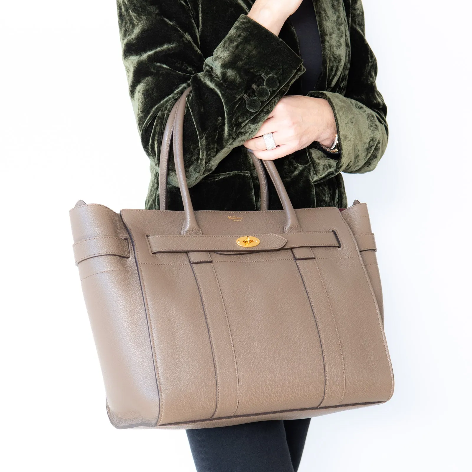Mulberry Mushroom Zipped Bayswater Leather Bag