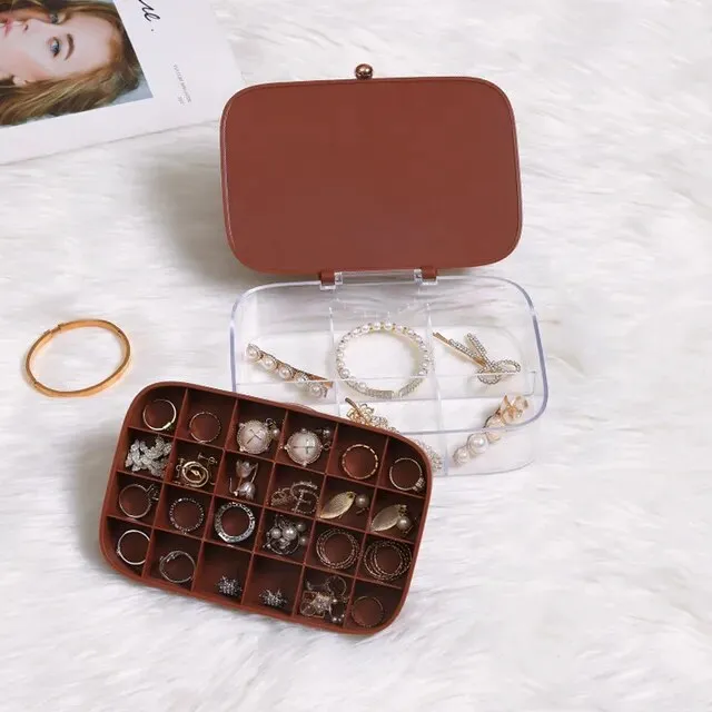 New Designed Plastic Jewelry Organizer Display Travel Portable Jewelry Box Storage Organizer Earring Ring Necklace Holder