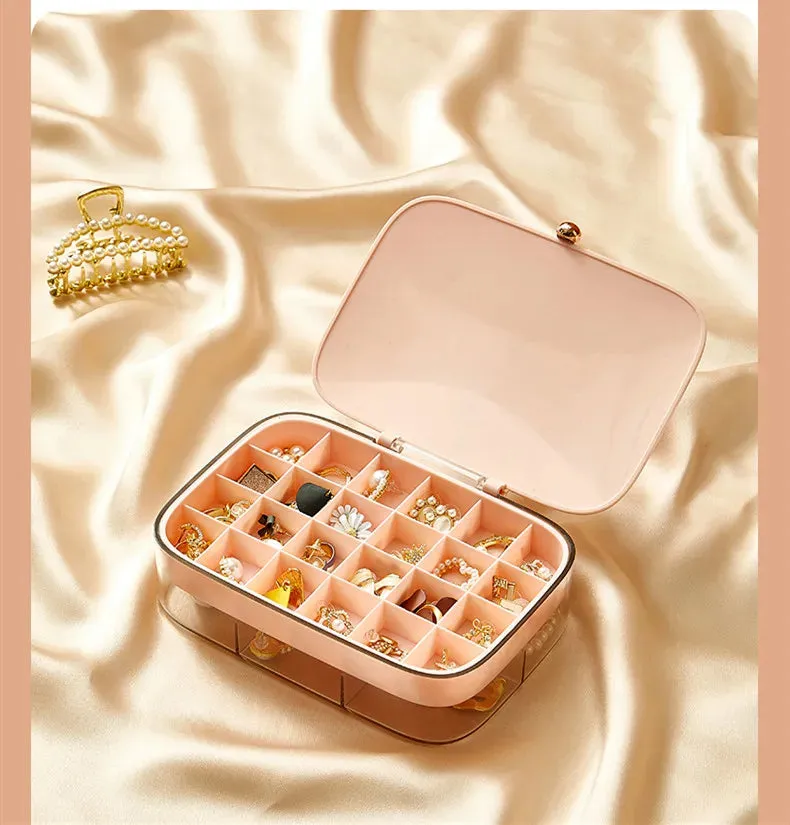 New Designed Plastic Jewelry Organizer Display Travel Portable Jewelry Box Storage Organizer Earring Ring Necklace Holder