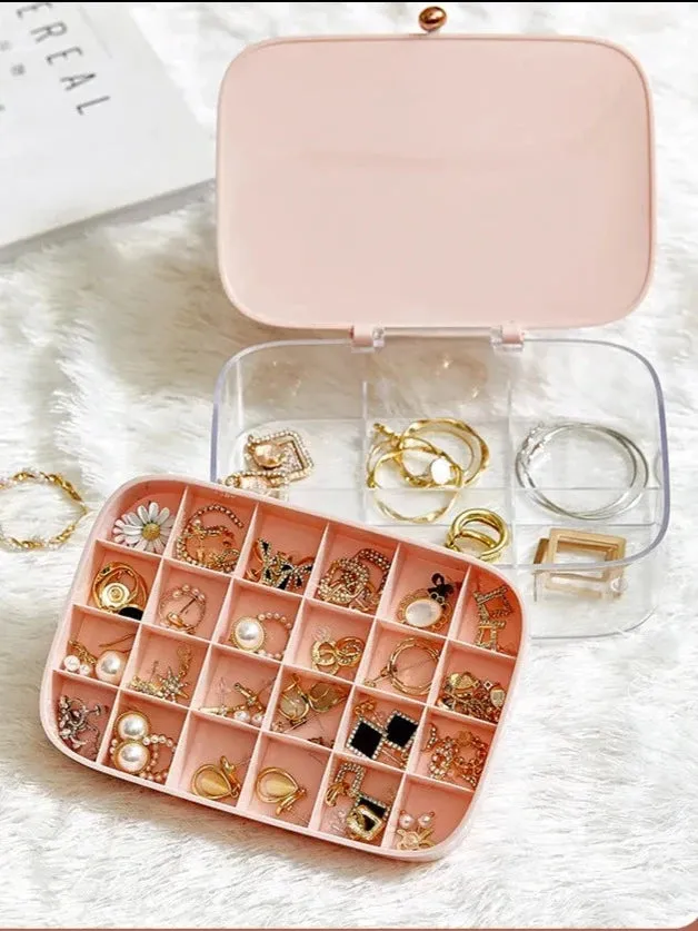 New Designed Plastic Jewelry Organizer Display Travel Portable Jewelry Box Storage Organizer Earring Ring Necklace Holder