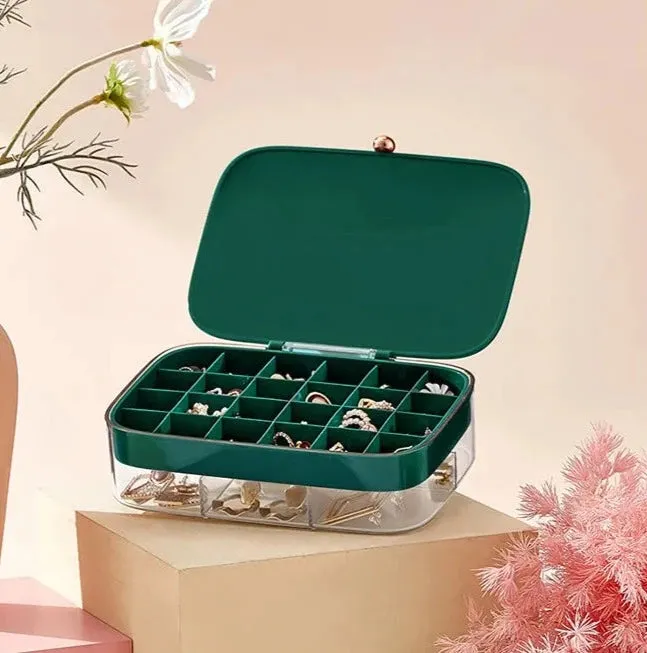 New Designed Plastic Jewelry Organizer Display Travel Portable Jewelry Box Storage Organizer Earring Ring Necklace Holder