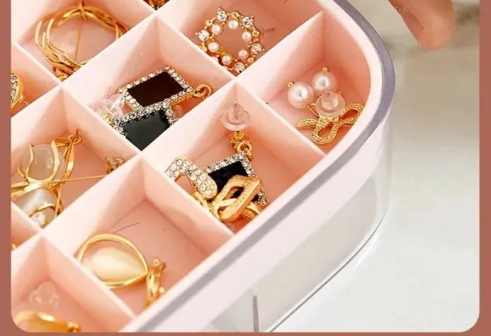 New Designed Plastic Jewelry Organizer Display Travel Portable Jewelry Box Storage Organizer Earring Ring Necklace Holder
