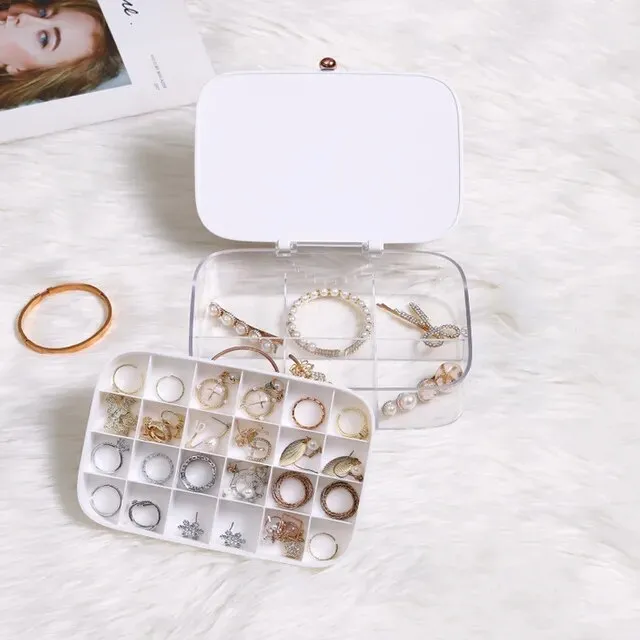 New Designed Plastic Jewelry Organizer Display Travel Portable Jewelry Box Storage Organizer Earring Ring Necklace Holder