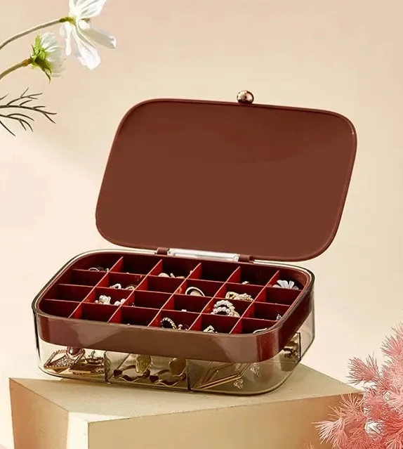 New Designed Plastic Jewelry Organizer Display Travel Portable Jewelry Box Storage Organizer Earring Ring Necklace Holder