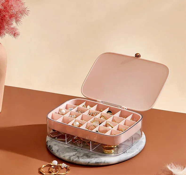 New Designed Plastic Jewelry Organizer Display Travel Portable Jewelry Box Storage Organizer Earring Ring Necklace Holder