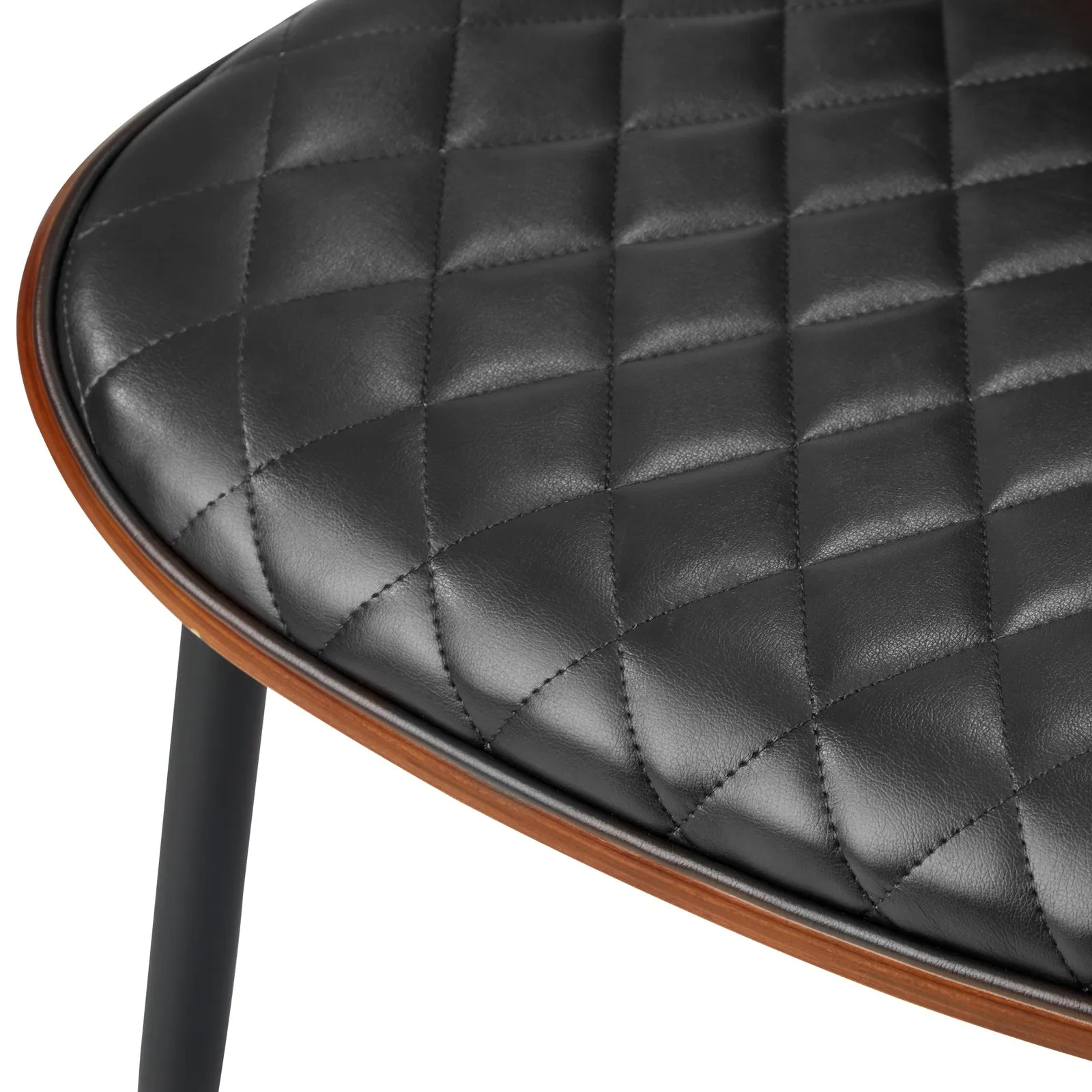 Oikiture 110cm Round Dining Table with 4PCS Dining Chairs PU Black