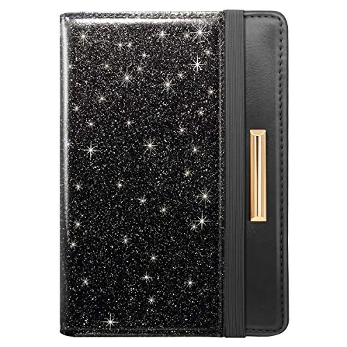 Passport Holder Cover,Traveling Passport Case Glitter Cute Passport Wallet for Women,Black Glitter