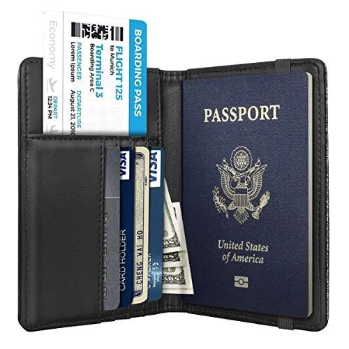 Passport Holder Cover,Traveling Passport Case Glitter Cute Passport Wallet for Women,Black Glitter
