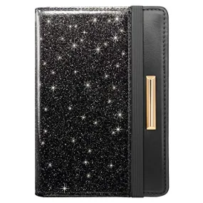 Passport Holder Cover,Traveling Passport Case Glitter Cute Passport Wallet for Women,Black Glitter