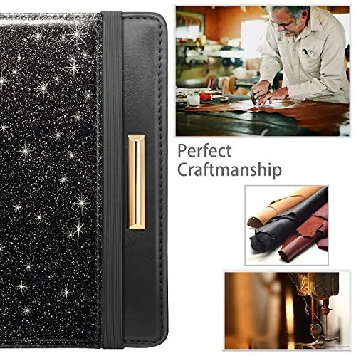 Passport Holder Cover,Traveling Passport Case Glitter Cute Passport Wallet for Women,Black Glitter