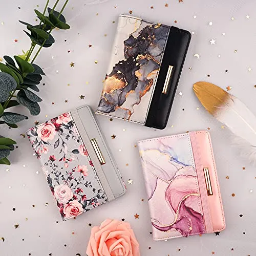 Passport Holder,RFID Blocking Passport Cover Cute Floral Traveling Passport Wallet for Women Grey Flowers