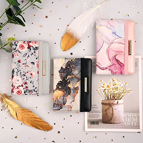 Passport Holder,RFID Blocking Passport Cover Cute Floral Traveling Passport Wallet for Women Grey Flowers