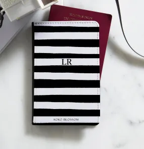 Personalised Passport Holder | Sorrento Stripe in Black