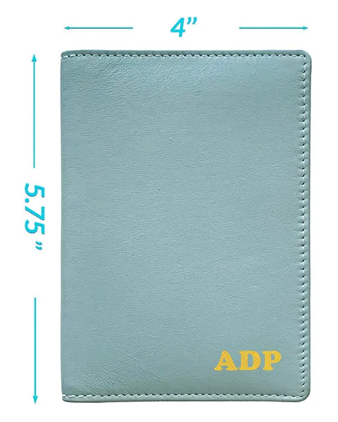 Personalized Monogrammed Leather RFID Passport Wallet and Luggage Tag