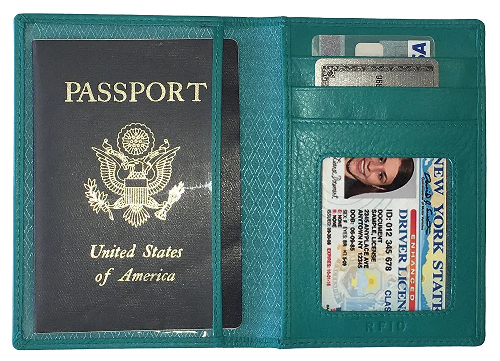 Personalized Monogrammed Leather RFID Passport Wallet and Luggage Tag