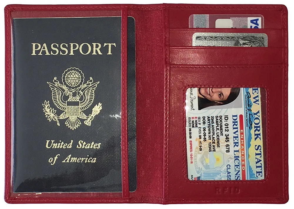 Personalized Monogrammed Leather RFID Passport Wallet and Luggage Tag