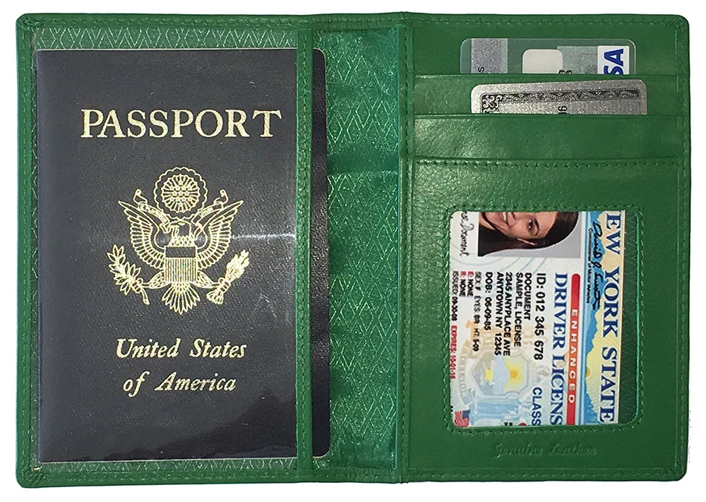 Personalized Monogrammed Leather RFID Passport Wallet and Luggage Tag