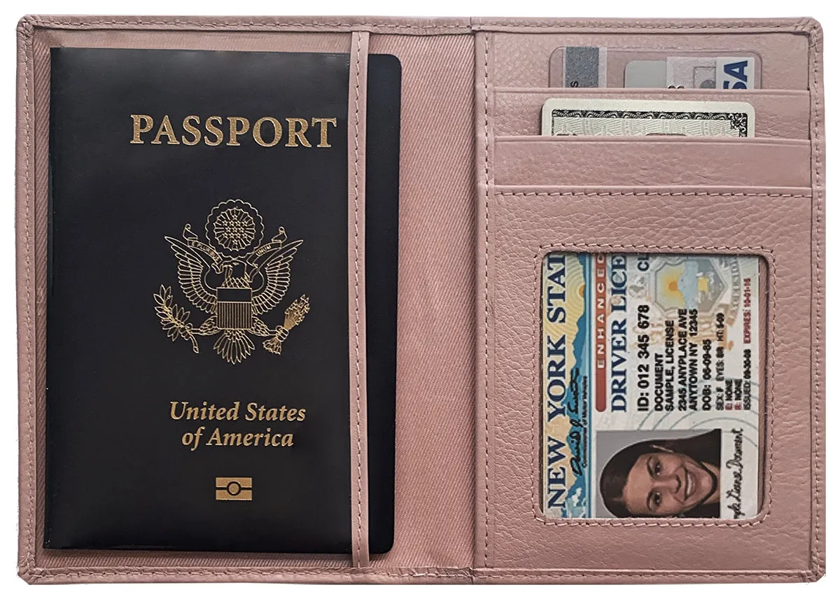 Personalized Monogrammed Leather RFID Passport Wallet and Luggage Tag