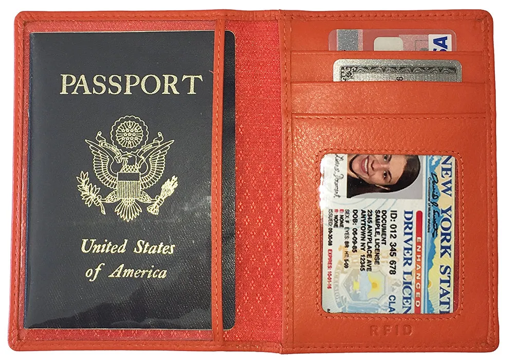 Personalized Monogrammed Leather RFID Passport Wallet and Luggage Tag
