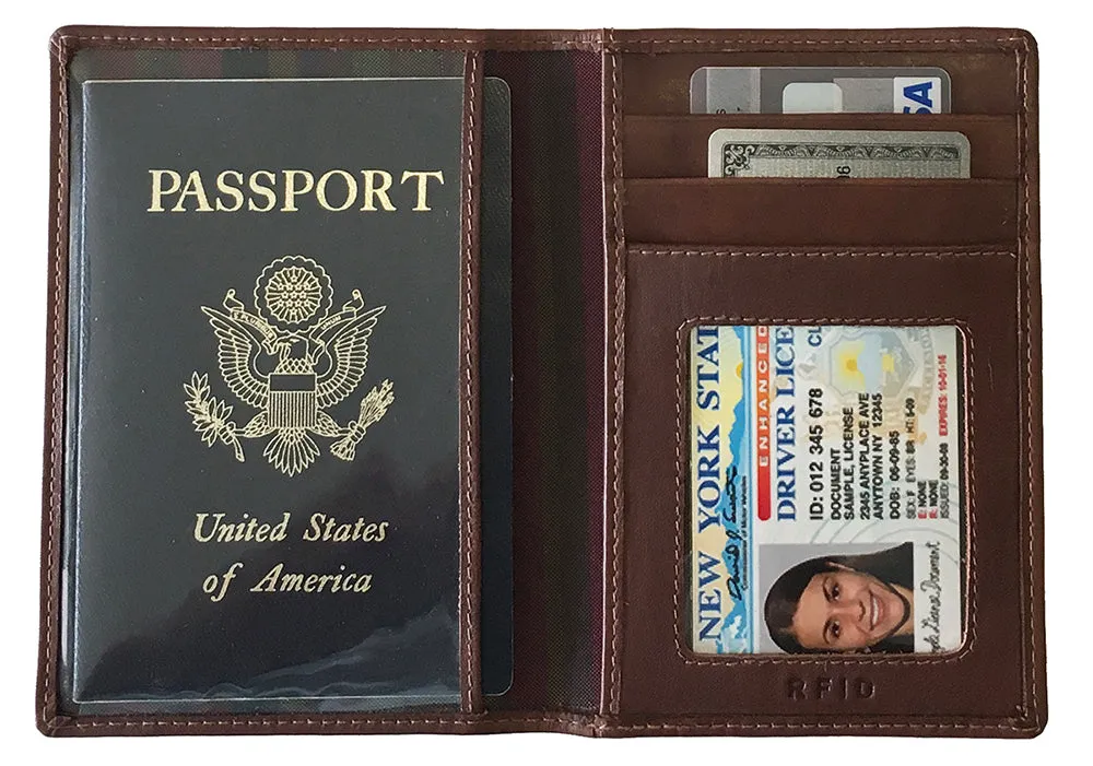 Personalized Monogrammed Leather RFID Passport Wallet and Luggage Tag