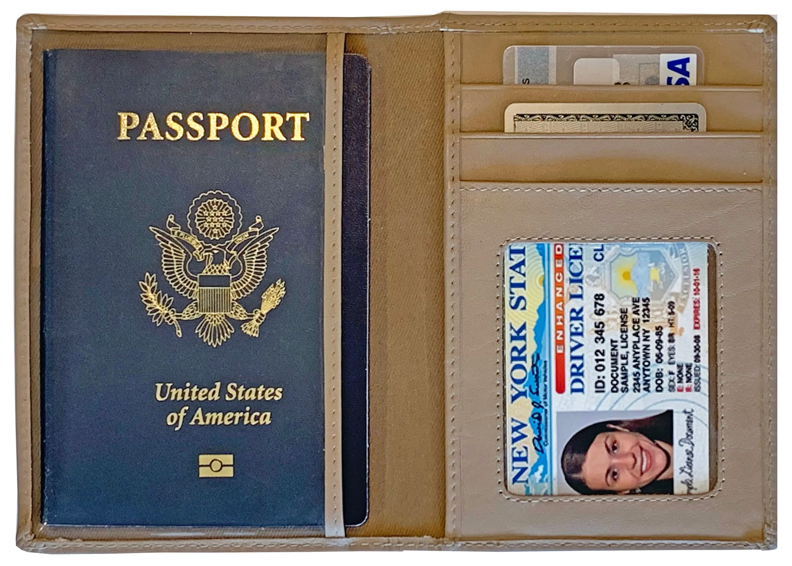 Personalized Monogrammed Leather RFID Passport Wallet and Luggage Tag