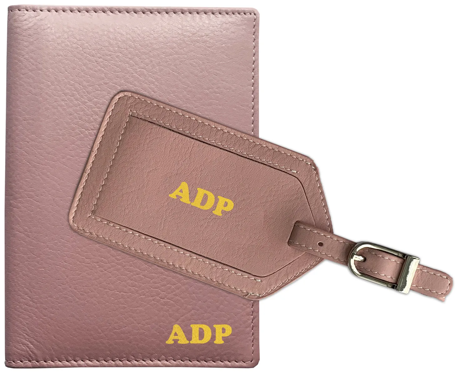 Personalized Monogrammed Leather RFID Passport Wallet and Luggage Tag