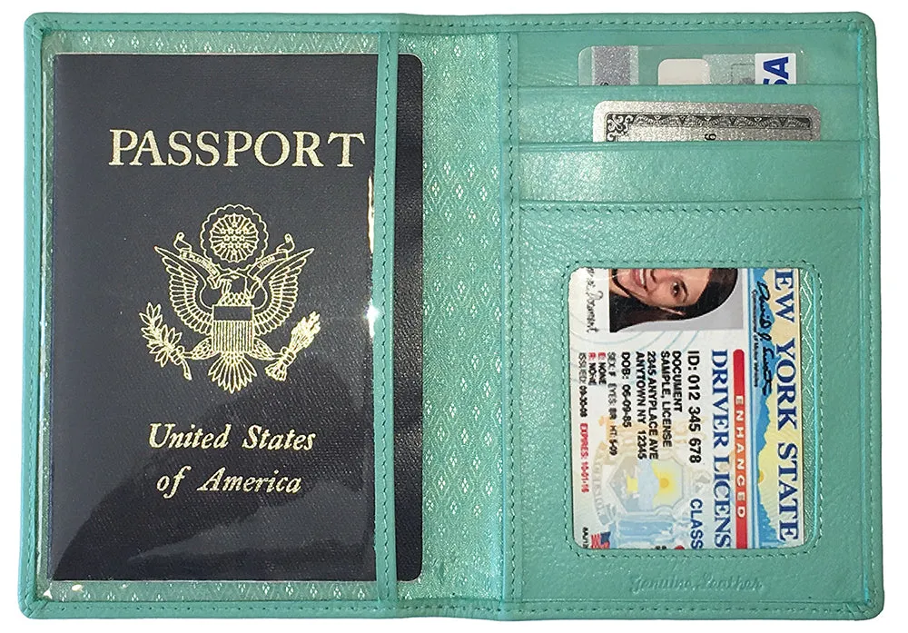 Personalized Monogrammed Leather RFID Passport Wallet and Luggage Tag