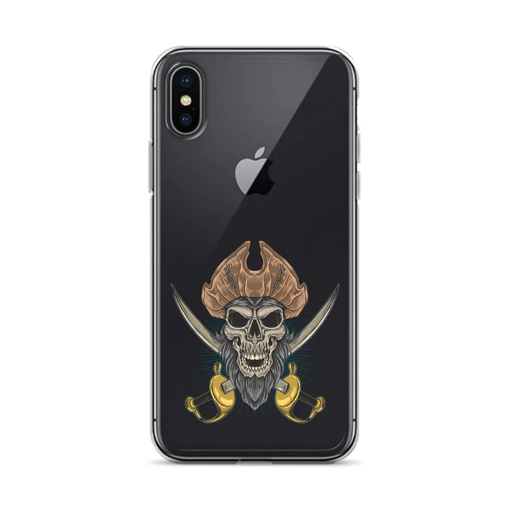 Pirate skull in front of crossed sabers iPhone Case