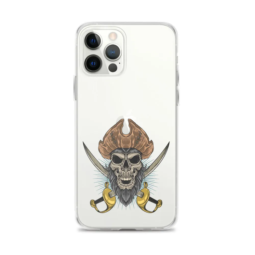 Pirate skull in front of crossed sabers iPhone Case