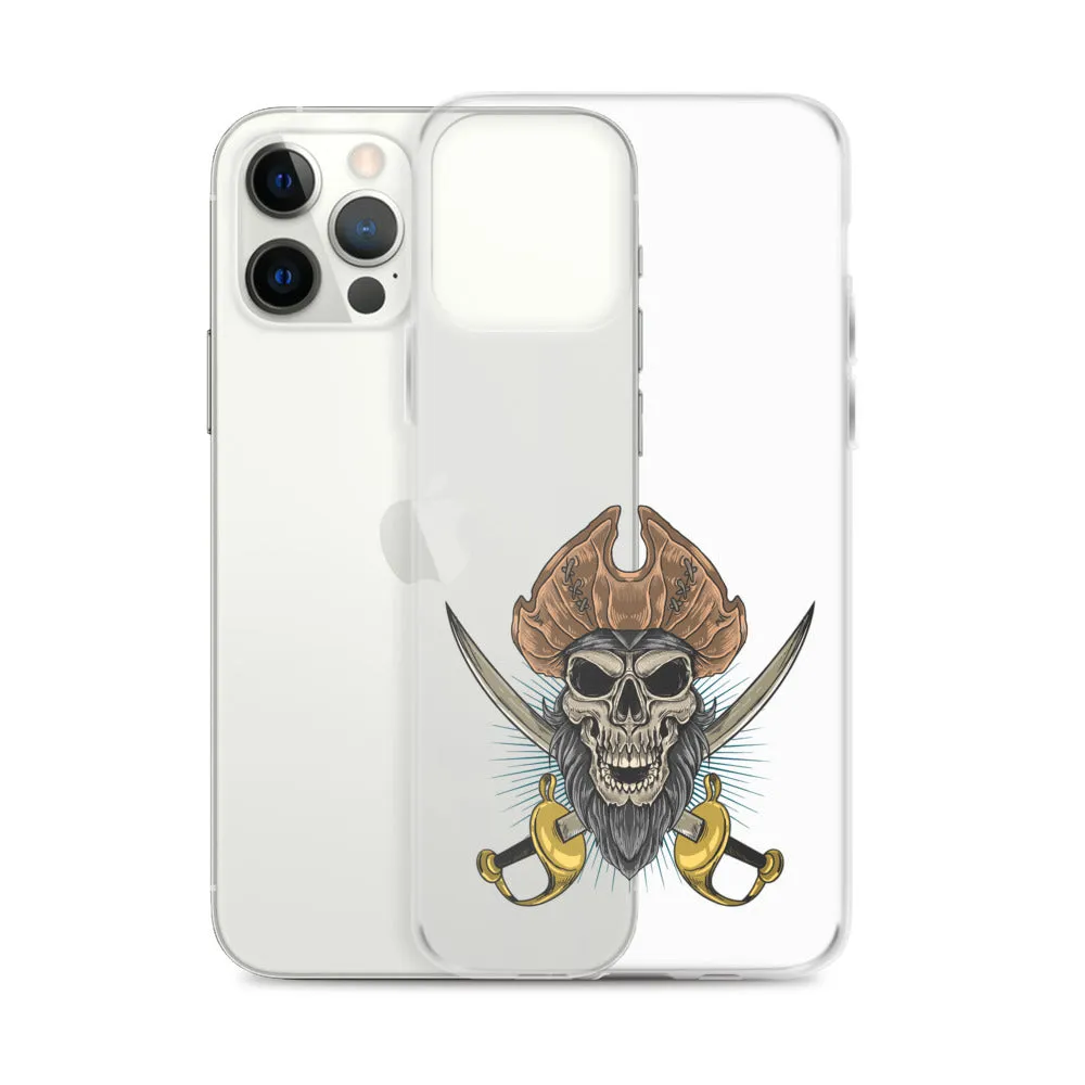 Pirate skull in front of crossed sabers iPhone Case