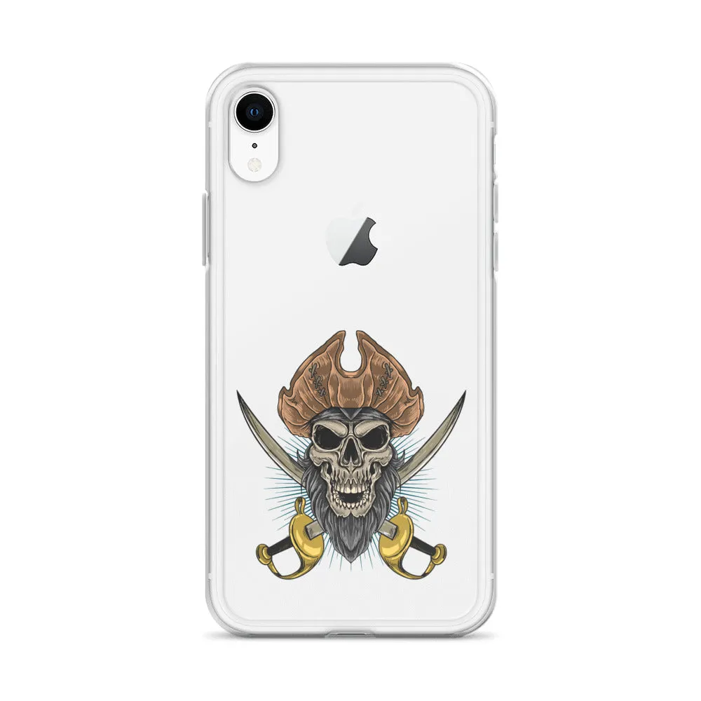 Pirate skull in front of crossed sabers iPhone Case