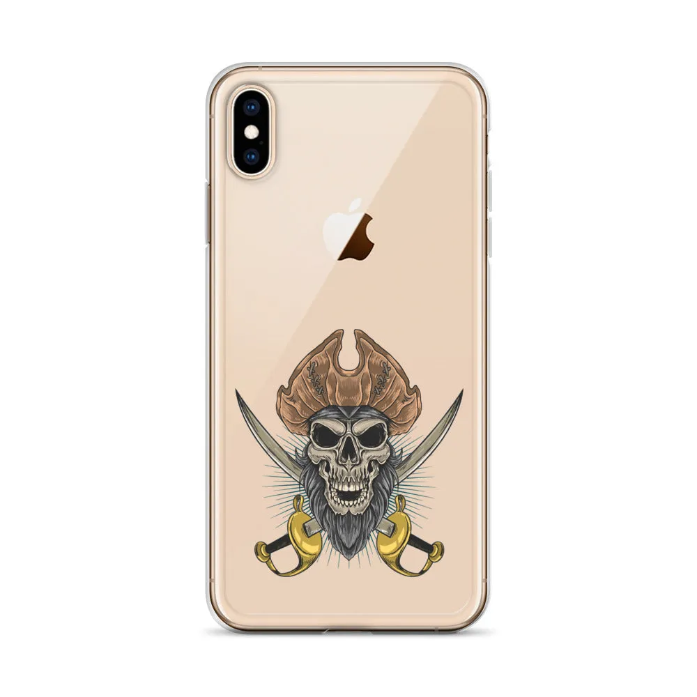 Pirate skull in front of crossed sabers iPhone Case