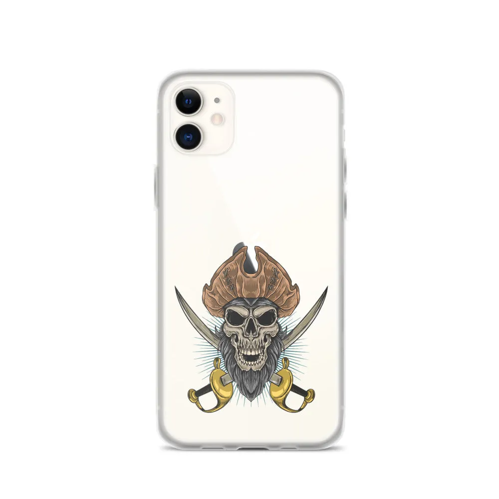Pirate skull in front of crossed sabers iPhone Case