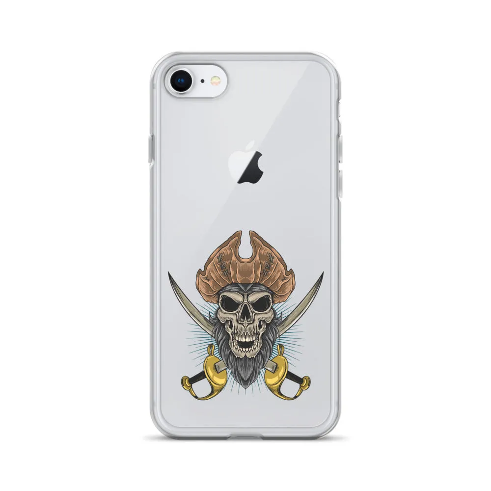 Pirate skull in front of crossed sabers iPhone Case