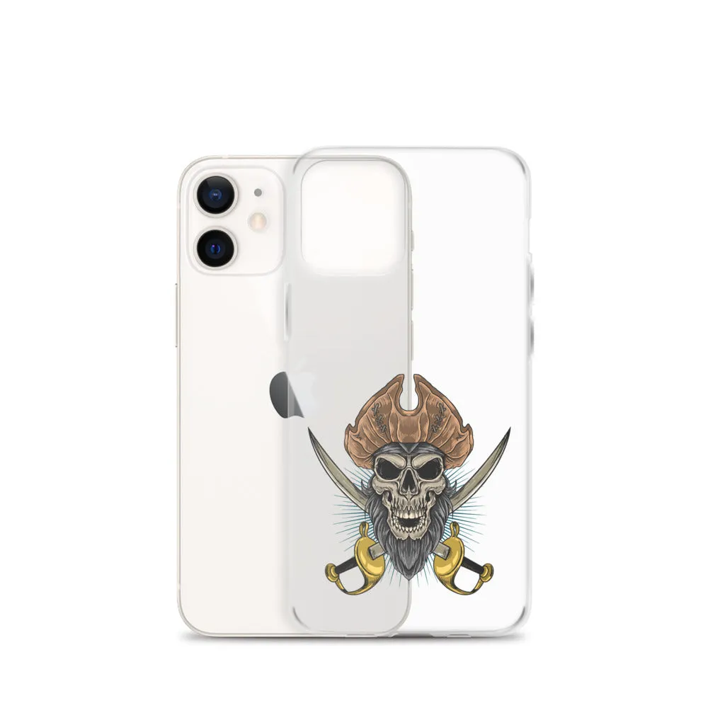Pirate skull in front of crossed sabers iPhone Case