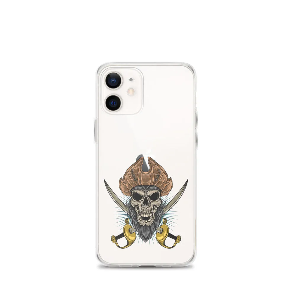 Pirate skull in front of crossed sabers iPhone Case
