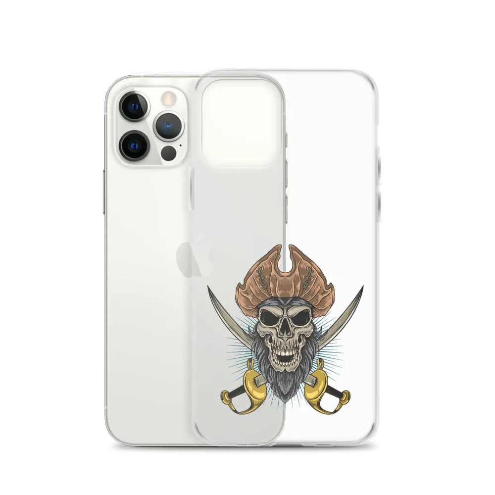 Pirate skull in front of crossed sabers iPhone Case