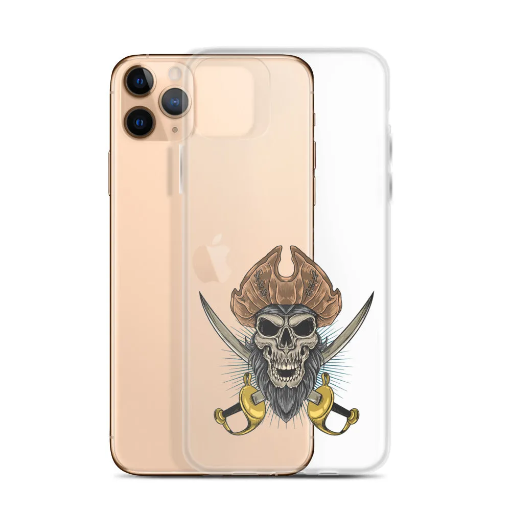 Pirate skull in front of crossed sabers iPhone Case