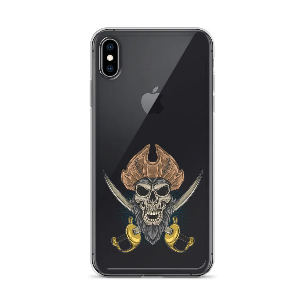 Pirate skull in front of crossed sabers iPhone Case