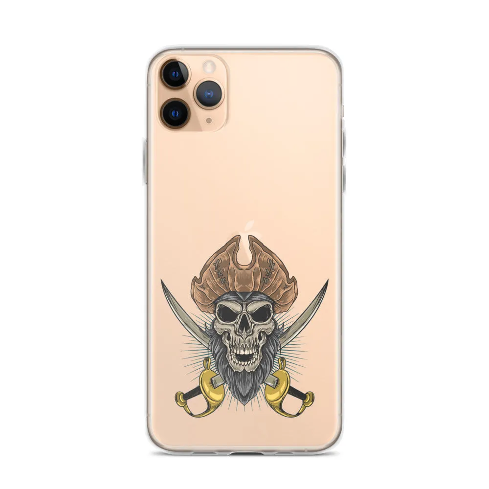 Pirate skull in front of crossed sabers iPhone Case
