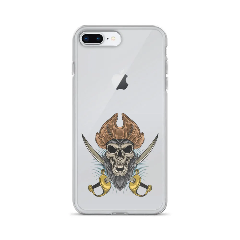 Pirate skull in front of crossed sabers iPhone Case