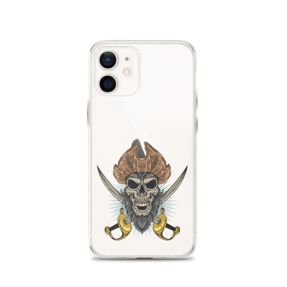 Pirate skull in front of crossed sabers iPhone Case