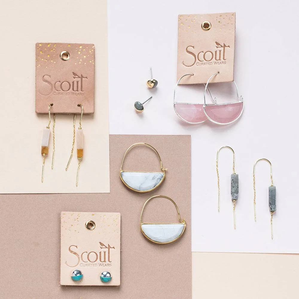 Scout Rectangle Stone Earring - Rhodonite/Black/Silver