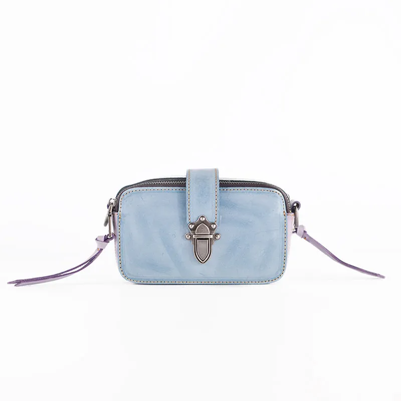 Small Ladies Wax Treated Leather Shoulder Satchel Bags Crossbody Purse for Women