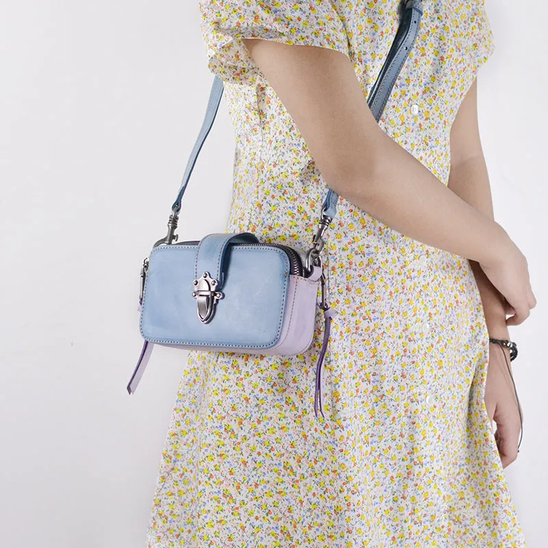 Small Ladies Wax Treated Leather Shoulder Satchel Bags Crossbody Purse for Women